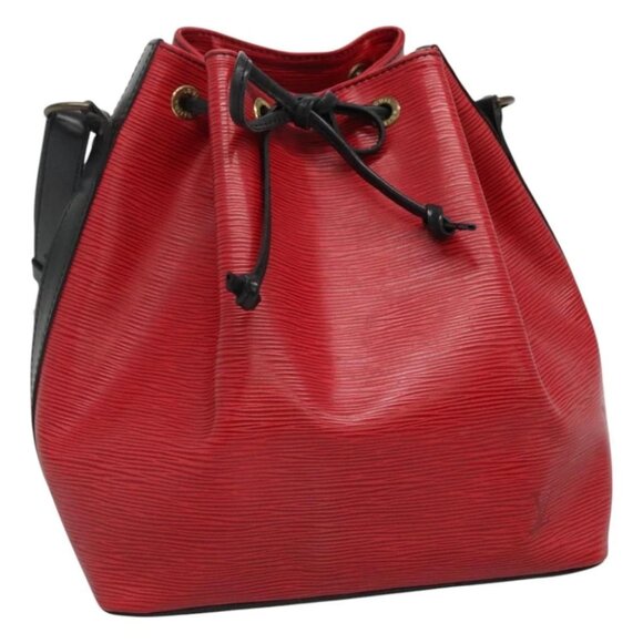 LOUIS VUITTON Epi Petit Noe Shoulder Bag Bicolor Black Red - Picture 1 of 16